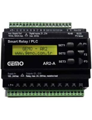 GEMO AR2-A-24VDC-12D2A-RTC Ray Tipi Ladder Logic Programlanabilir Akıllı Röle / PLC - 1