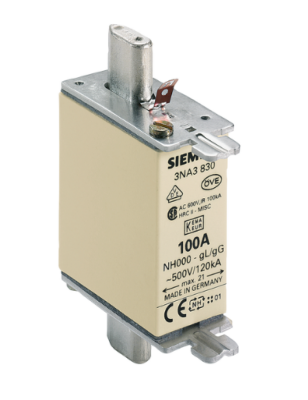 Siemens 3Na3830 StEAtit Seramik Gövdeli Nh Bıçaklı Sigorta Buşonu 100A Boy 000 Genişlik 21Mm - 1